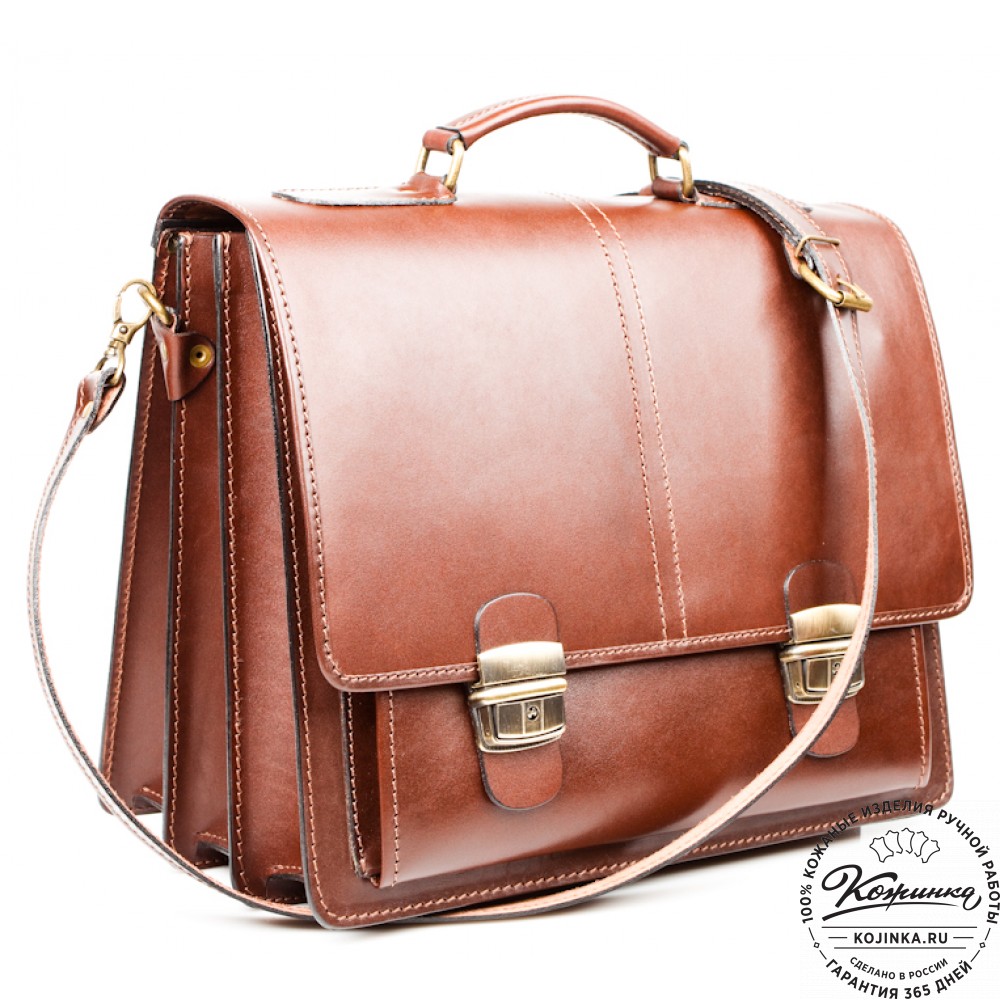 Кожаный деловой портфель "Адвокат-2" (коричневый)