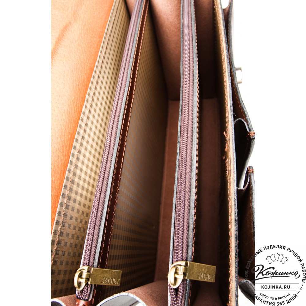 Мужской кожаный портфель "Оптима II" (коричневый)