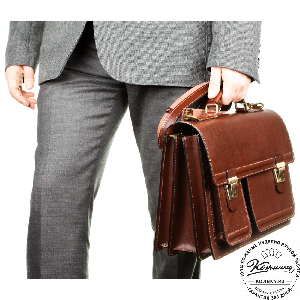 Мужской кожаный портфель "Оптима II" (коричневый)