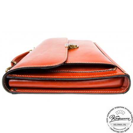 Деловой кожаный портфель "Мини" (тёмно-рыжий)