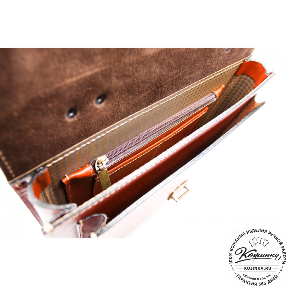 Деловой кожаный портфель "Мини" (тёмно-рыжий)
