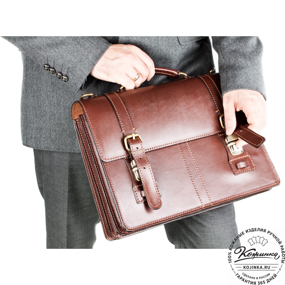 Деловой кожаный портфель "Увертюра" (коричневый)