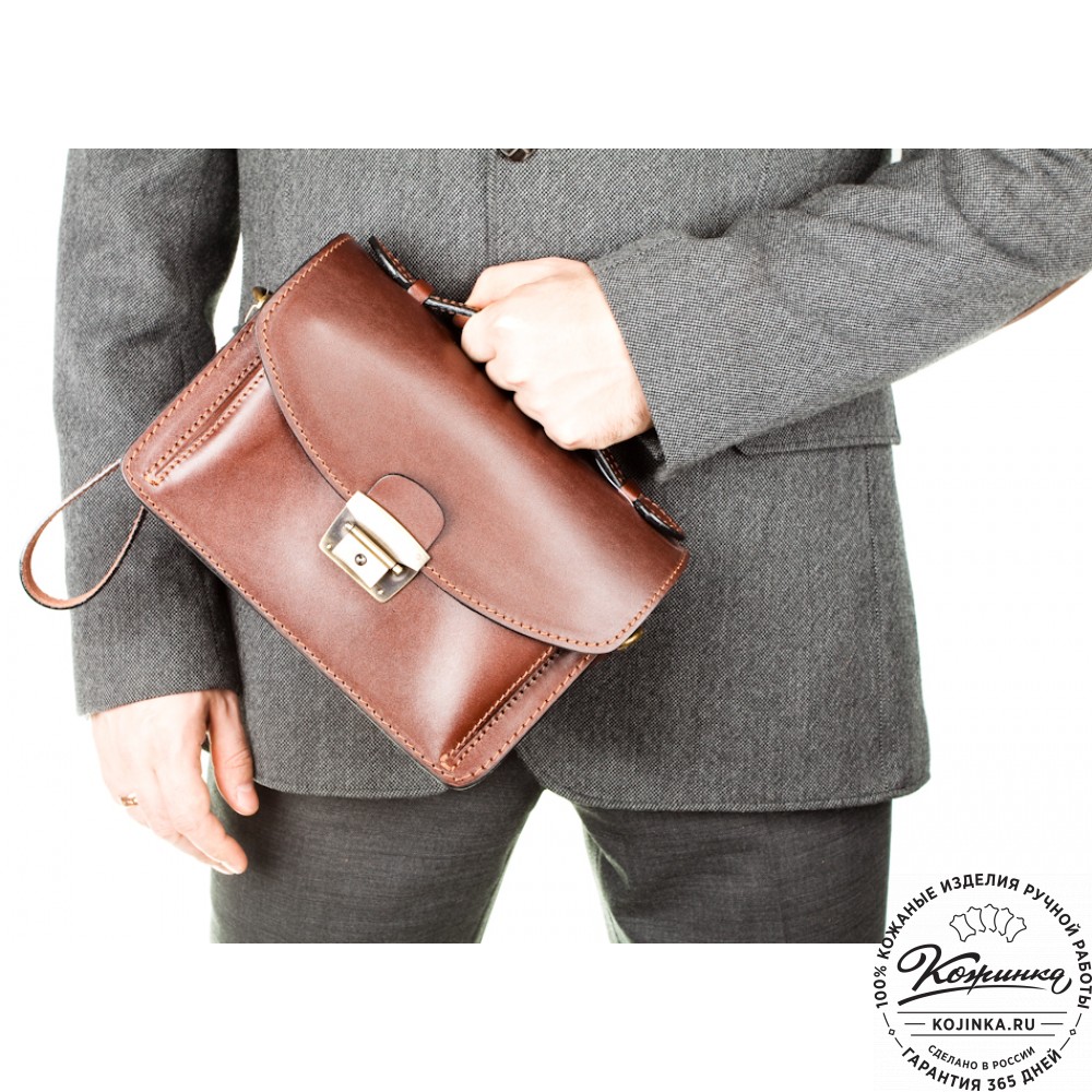 Кожаная барсетка "БС-Б1" (черная)