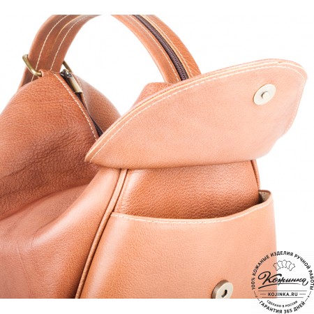 Кожаный рюкзак-сумка "Микки" (рыжий)