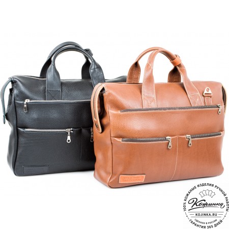 Кожаная деловая сумка "Марк" (черная)