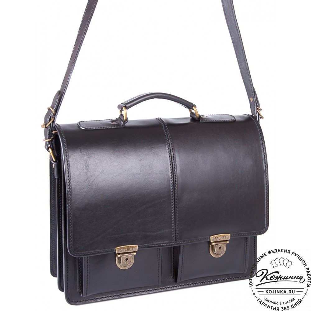 Кожаный деловой портфель "Адвокат-1" (черный)