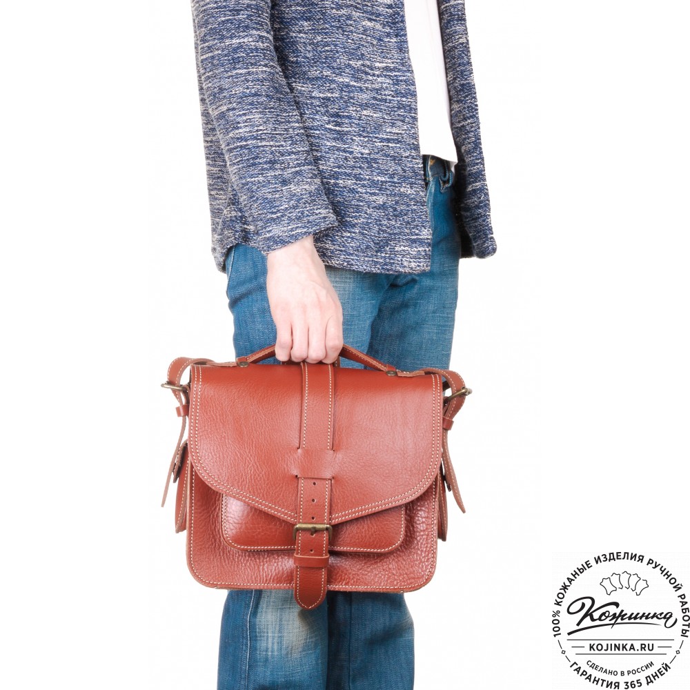 Кожаная  сумка "Виктория" (рыжая)