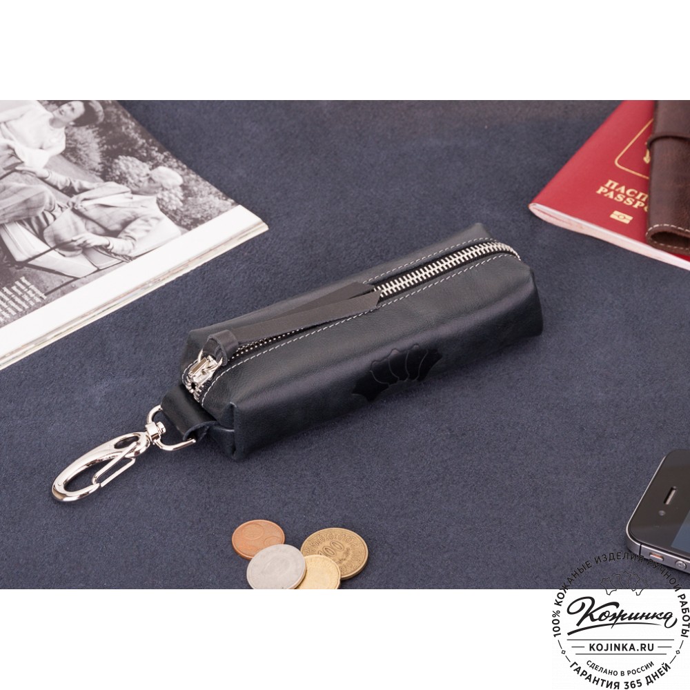 Кожаная ключница Барселона (черная)