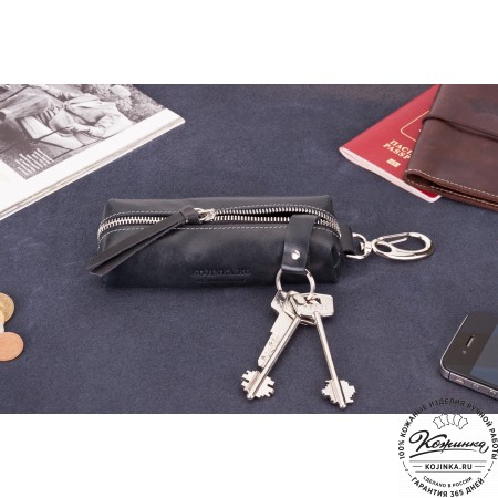 Кожаная ключница Барселона (черная)