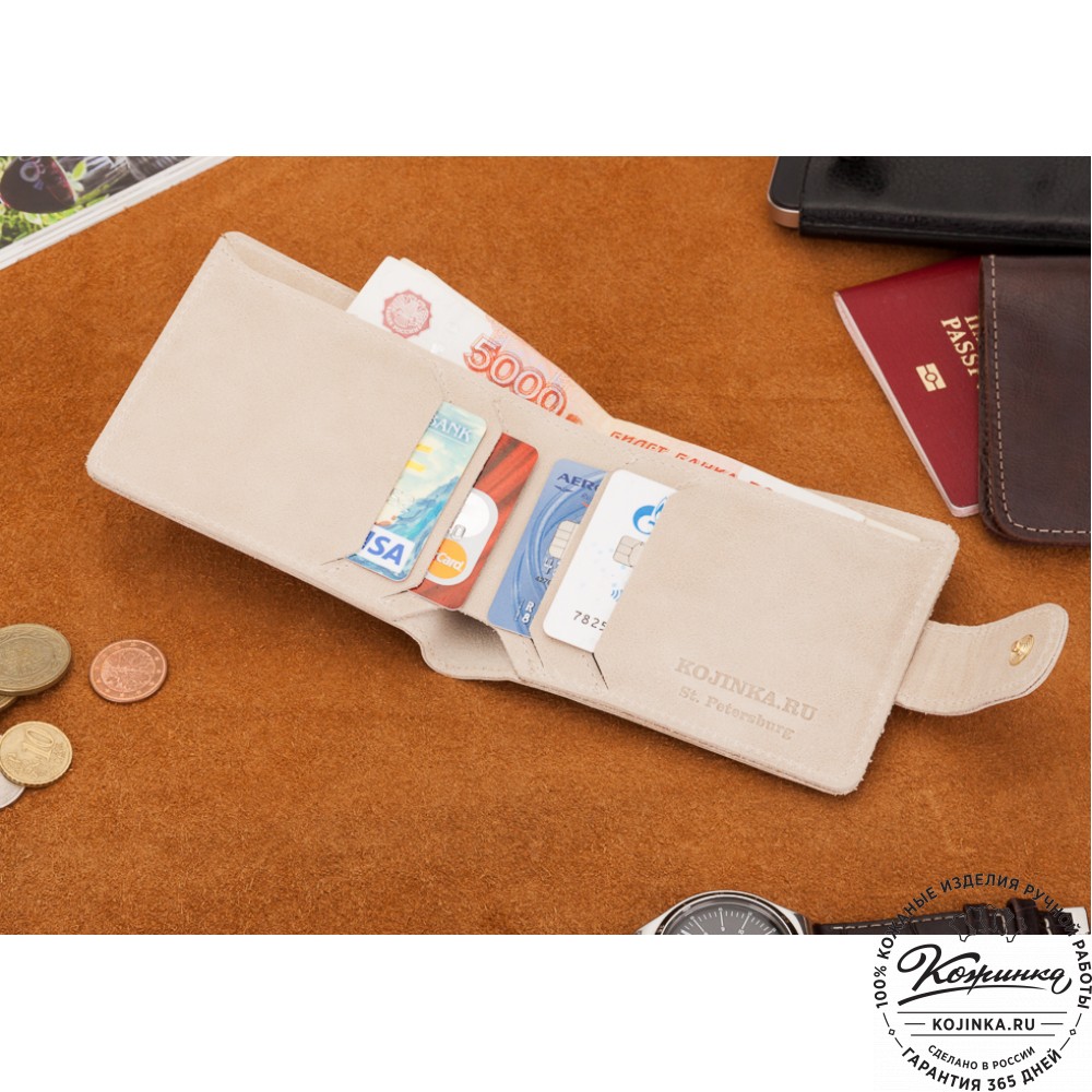 Кожаное портмоне Италия (бежевое)