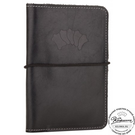 Кожаная обложка на паспорт Прага (черная)